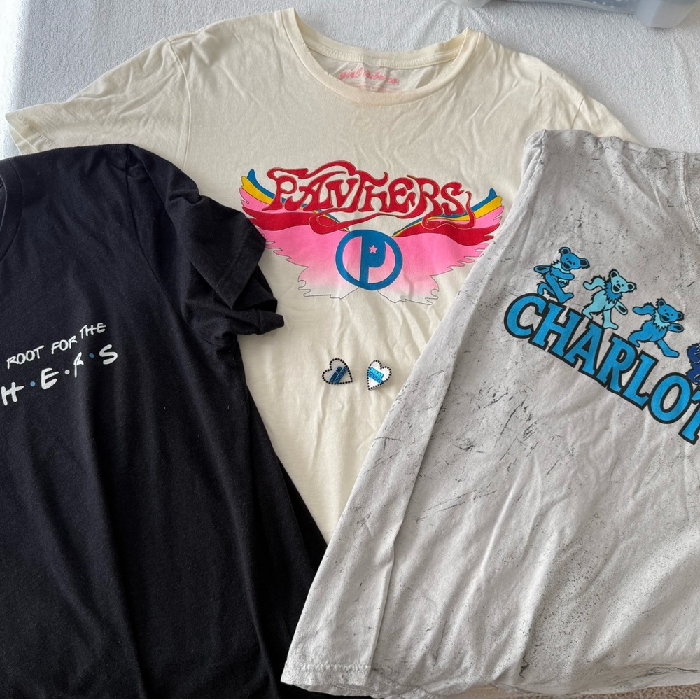 Graphic T-Shirts and Earrings Charlotte North Carolina Panthers